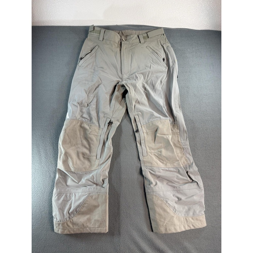 Flylow Snow Pants Mens L Beige Woven Adjustable Waist Zip Vents Ski Snowboard